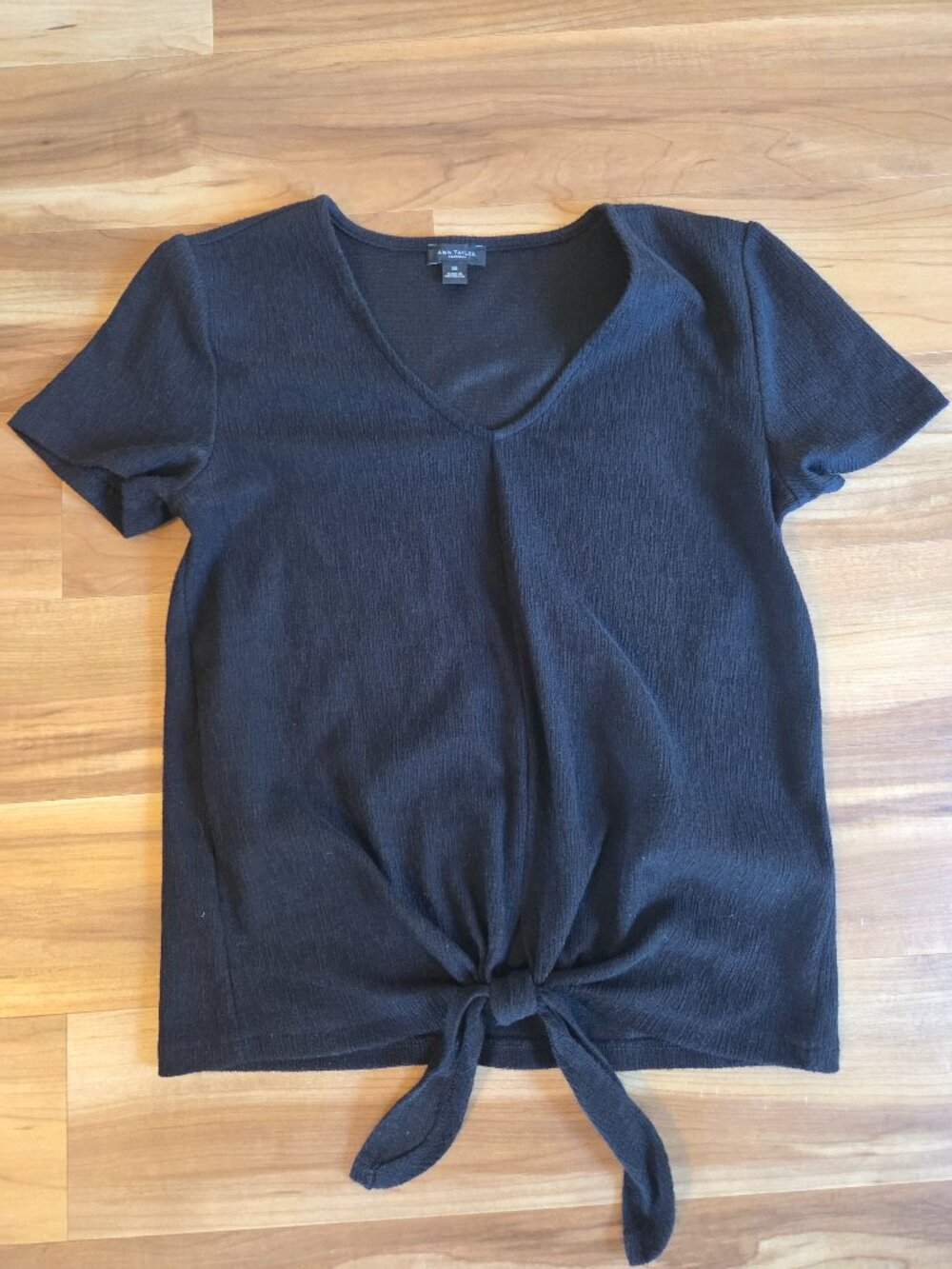 Ann Taylor Factory Black Short Sleeve Top Size XS